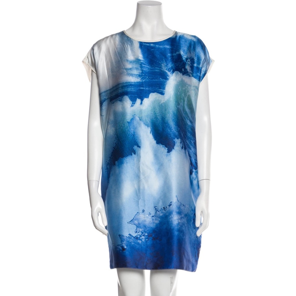 Tess Giberson Women’s 2 Printed Silk Cap Sleeve Shift Boxy Mini Dress